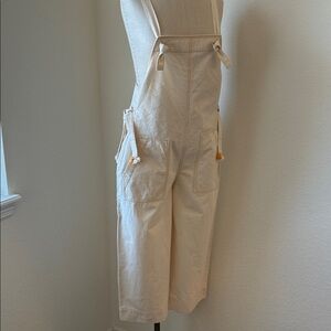 Madewell Cream Ivory Tassel Tie Canvas Overall EUC